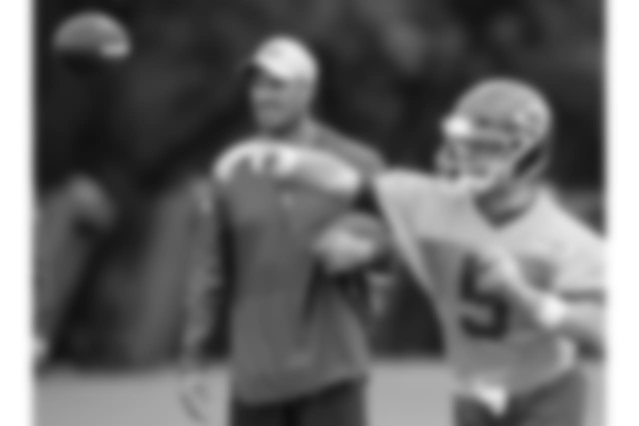Kansas City Chiefs quarterback Matt McGloin (5) during practice on 8/7/18 at Chiefs Training Camp at Missouri Western State University in St. Joseph, Missouri.