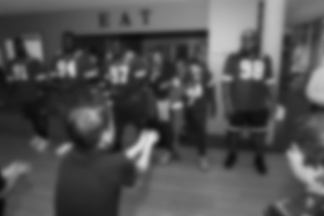 The defensive line visits the Ronald McDonald House
