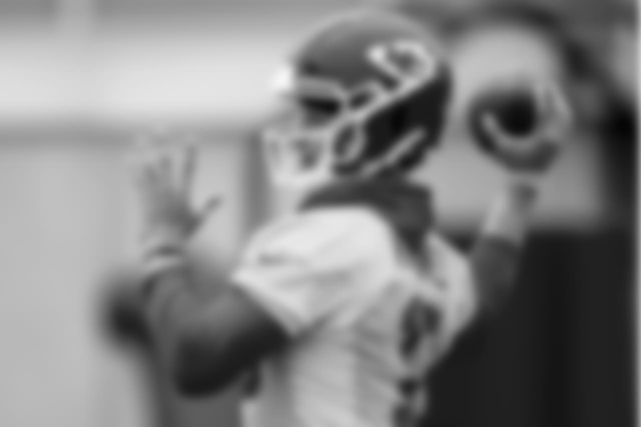 Kansas City Chiefs quarterback Patrick Mahomes (15) during practice on 10/4/18