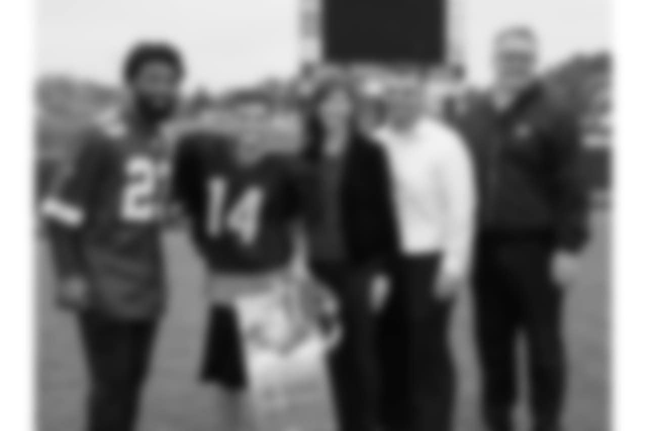 Graham McMorrow, a senior football player with cerebral palsy and kidney disease at Liberty High School, was surprised with tickets to Super Bowl LIII by Kansas City Chiefs cornerback Kendall Fuller on Tuesday,, October 30, 2018.
