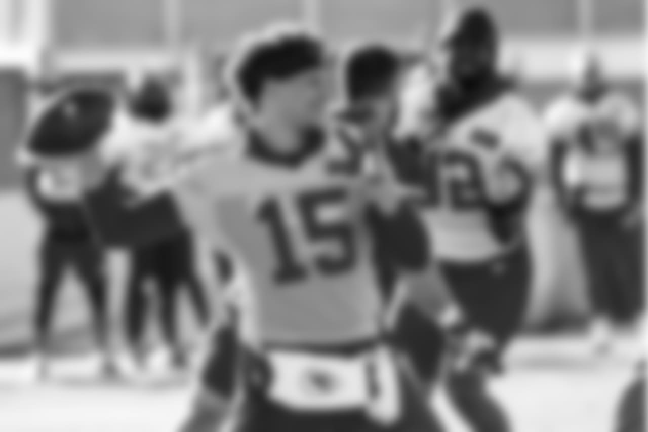 Kansas City Chiefs quarterback Patrick Mahomes (15) during practice on 12/5/18