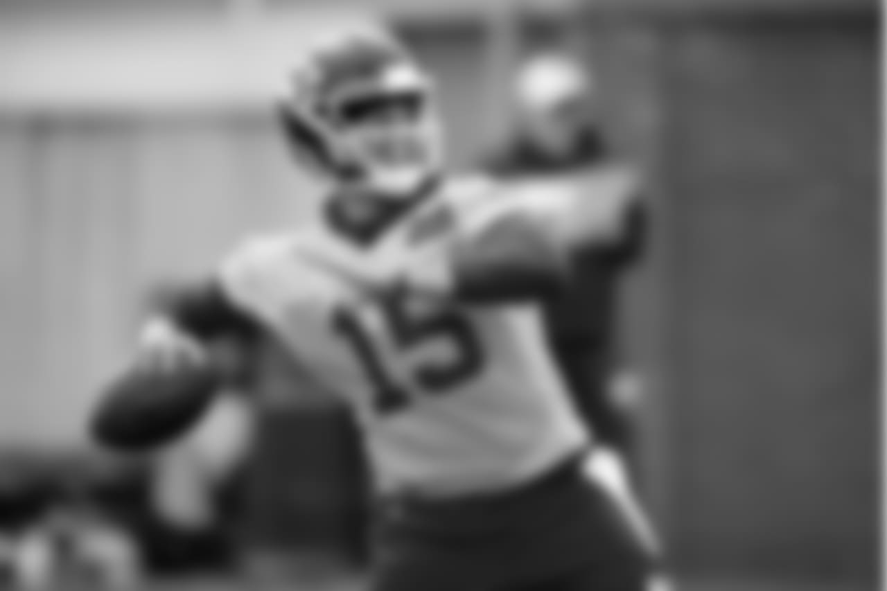 Kansas City Chiefs quarterback Patrick Mahomes (15) during practice on 10/4/18