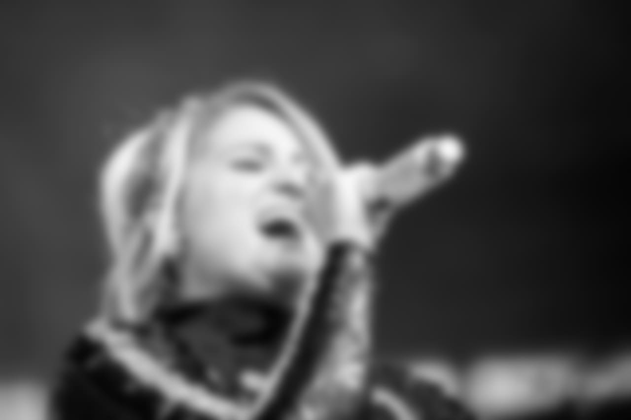 Meghan Trainor performs during half time of an NFL football game between the Washington Redskins and Dallas Cowboys in Arlington, Texas in Arlington, Texas, Thursday, Nov. 22, 2018. (AP Photo/Ron Jenkins)