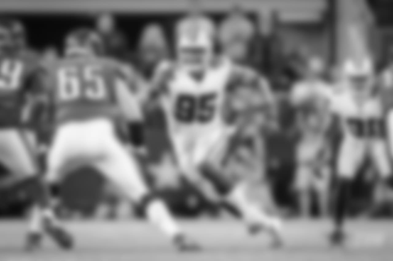 19 November 2017: David Irving (95)
of the Dallas Cowboys during their NFL week 11 regular season 37-9 loss to the Philadelphia Eagles at AT&T Stadium in Arlington, Texas. Photo by Sam Smith/Dallas Cowboys