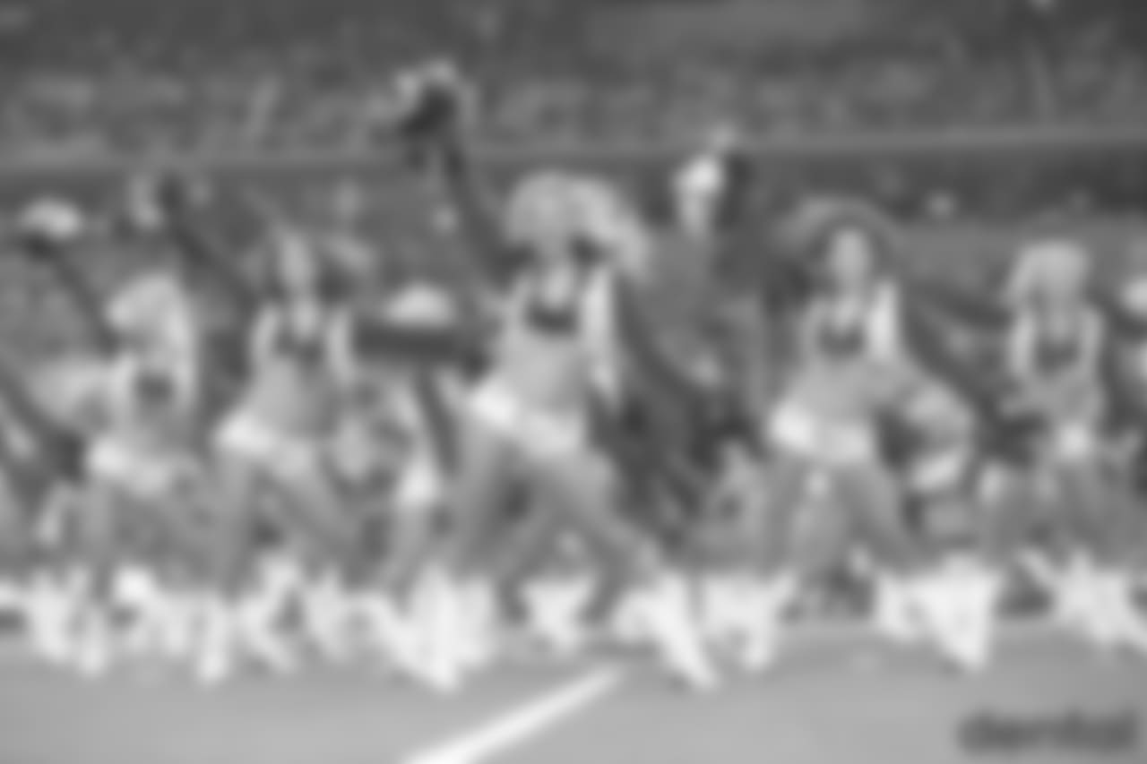 05 January 2019: Cheerleaders
of the Dallas Cowboys during their NFL wild card 24-22 win over the Seattle Seahawks at AT&T Stadium in Arlington, Texas. Photo by James D. Smith/Dallas Cowboys