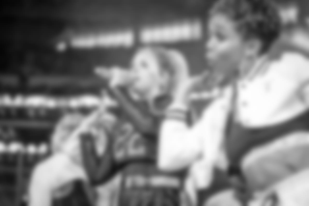 22 November 2018: Meghan Trainor and the Dallas Cowboys cheerleaders kicked off the Salvation Army Red Kettle Campaign during the Thanksgiving day halftime show in the Dallas Cowboys 31-23 win over the Washington Redskins at AT&T Stadium in Arlington, Texas. Photo by James D. Smith/Dallas Cowboys