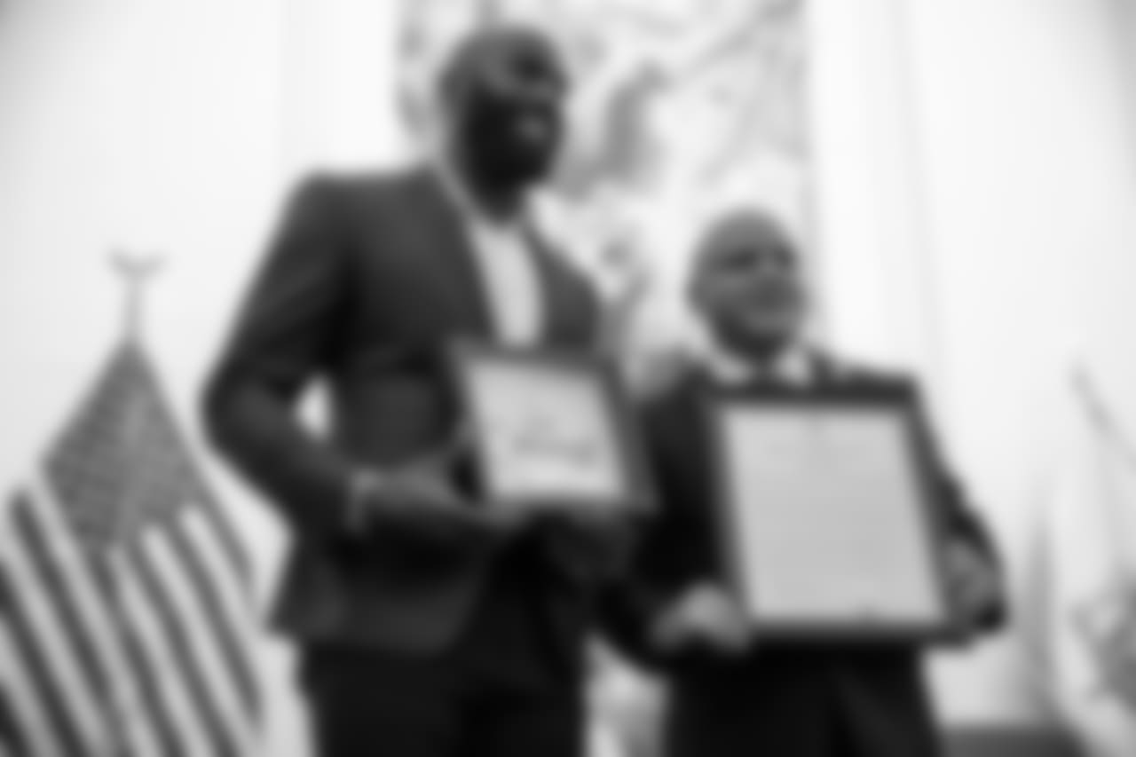 Malcolm Jenkins and Camden Mayor Frank Moran