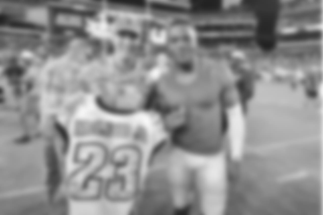 Rodney McLeod with a member of the military