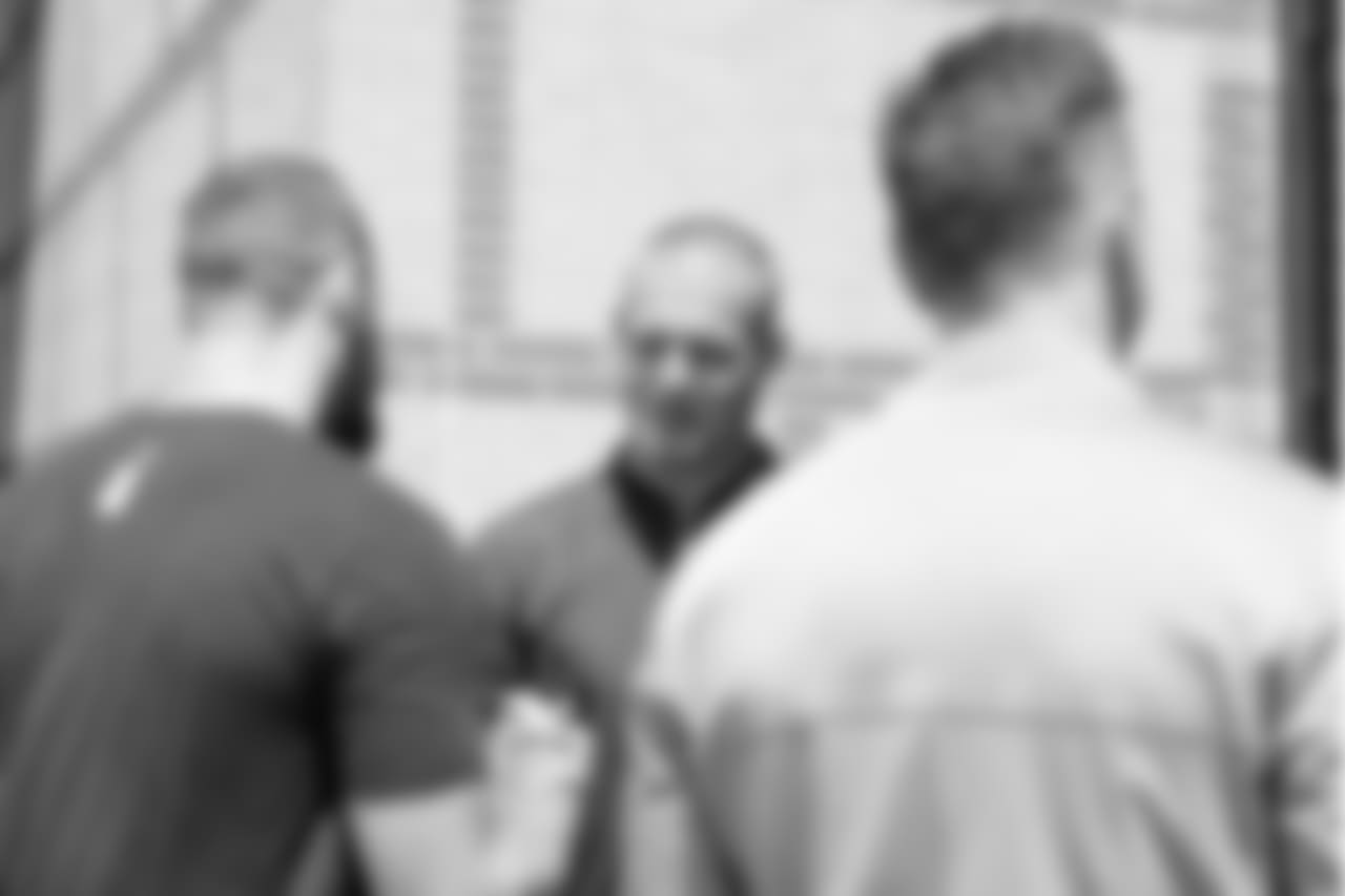 Also outside to meet Goedert was tight ends coach Justin Peelle.
