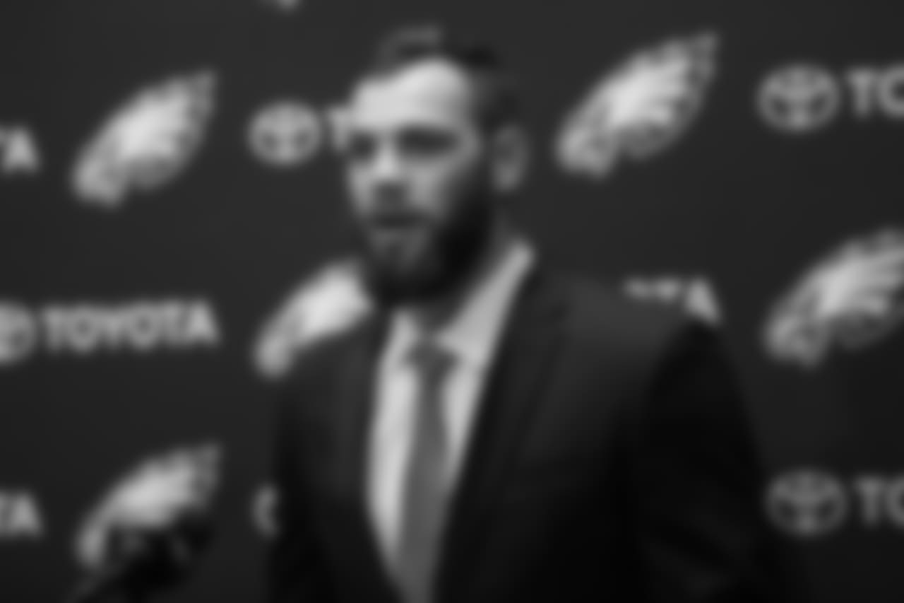 Goedert meets with the Philadelphia media for the first time.
