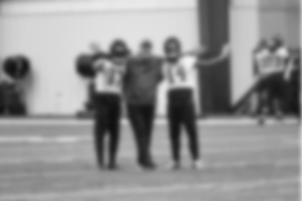 WR Marvin Hall, Dave Brock, wide receivers coach, WR Justin Hardy