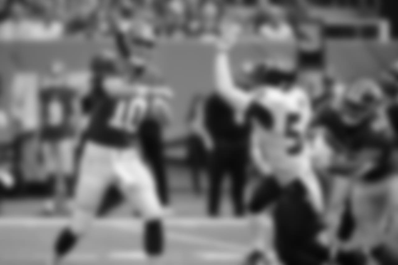 QB ELI MANNINGThe two-time Super Bowl MVP reached multiple milestones on Sunday, including his 100th regular-season victory and his 300th career touchdown. He also led the 36th game-winning drive of his career, including postseason.