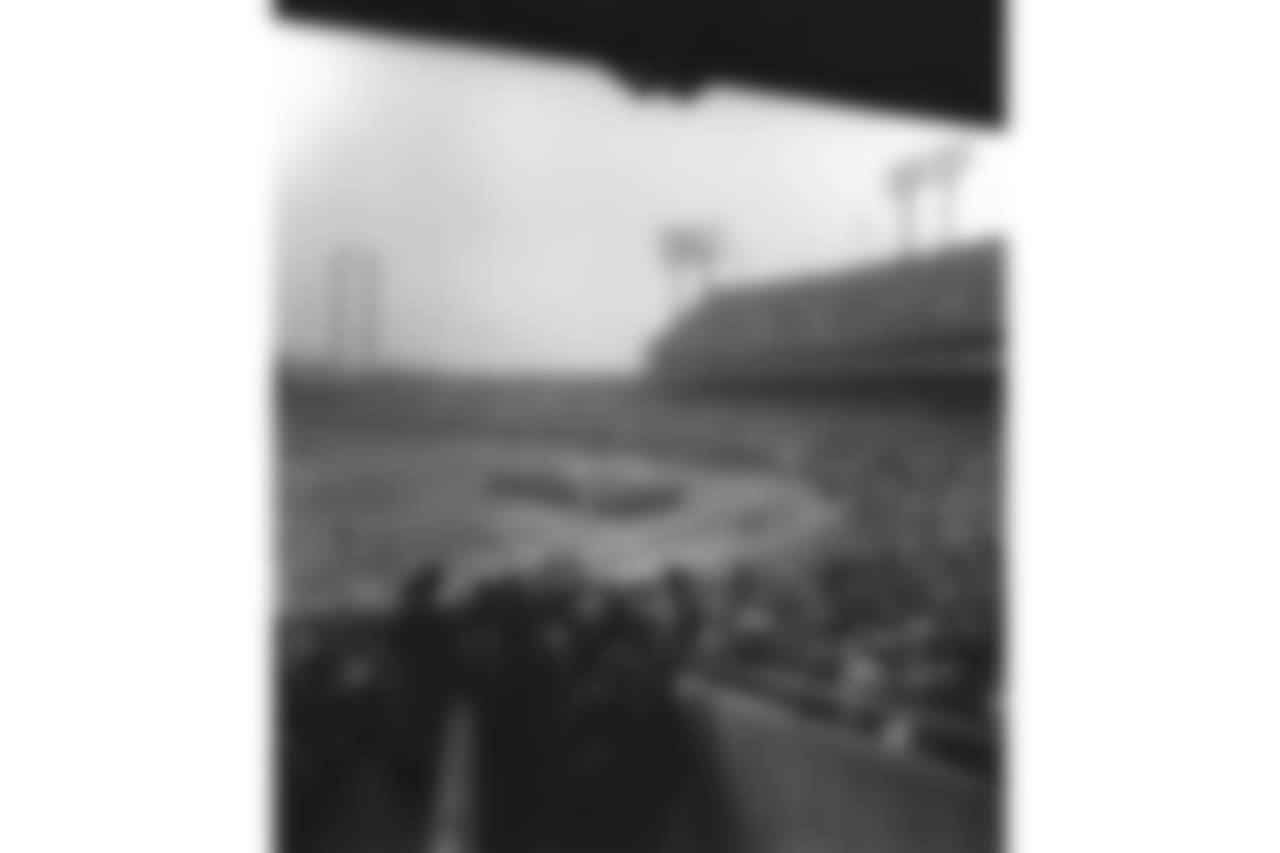 A band plays for fans at Memorial Stadium in Baltimore prior to the start of the Baltimore Colts' game against the New York Giants Dec. 27, 1959. (AP Photo)