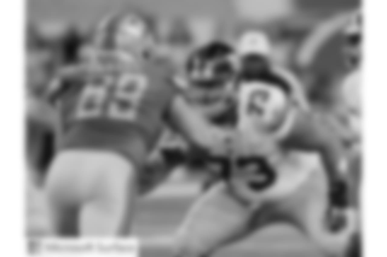 C JOHN GRECO
Greco takes over as the Giants’ starting center after Jon Halapio suffered fractures to his lower leg and ankle in Week 2 against the Cowboys. Greco has made 70 starts in his 11-year career, primarily at the guard positions.