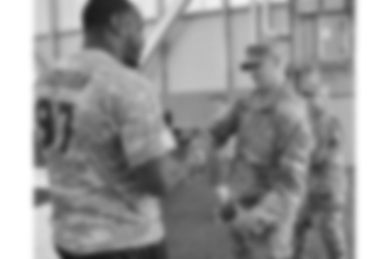 Jacksonville Jaguars defensive tackle Malik Jackson Salute to Service Football Camp for military children Wednesday June 6, 2018 in Jacksonville, Fl. (Rick Wilson/Jacksonville Jaguars)