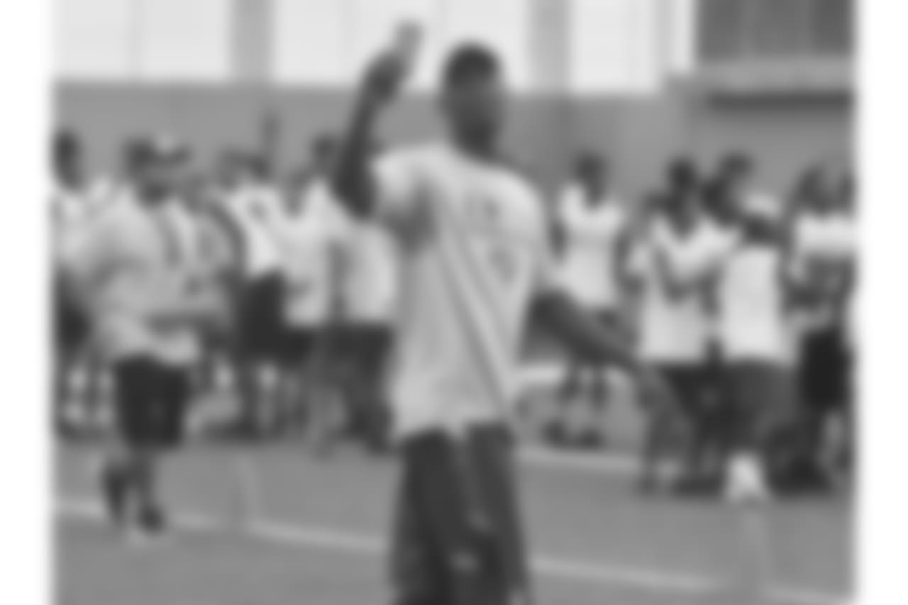Jacksonville Jaguars linebacker Telvin Smith holds a football camp Tuesday July 24, 2018 at the Dream Finders Home's Flex Field at Daily's Place in Jacksonville, Fl. (Rick Wilson/Jacksonville Jaguars)