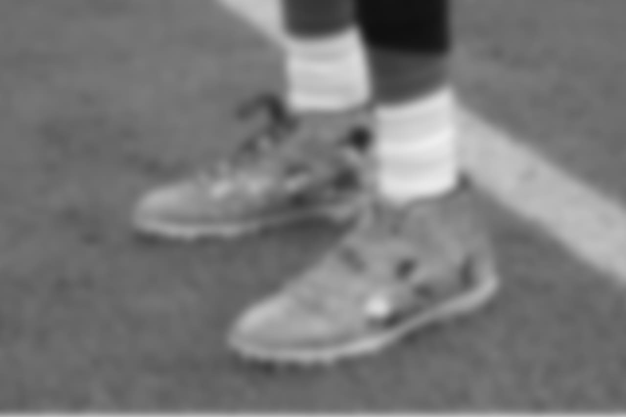 Jacksonville Jaguars wide receiver Keelan Cole wears his cleats for a cause before an NFL football game against the Indianapolis Colts Sunday, Dec. 2, 2018, in Jacksonville, Fla. (AP Photo/Phelan M. Ebenhack)