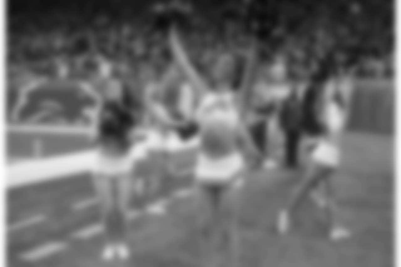 Detroit Lions Cheerleaders during a NFL football game between the Detroit Lions and the Los Angeles Rams on Sunday, Dec. 2, 2018 in Detroit. (Detroit Lions via AP).