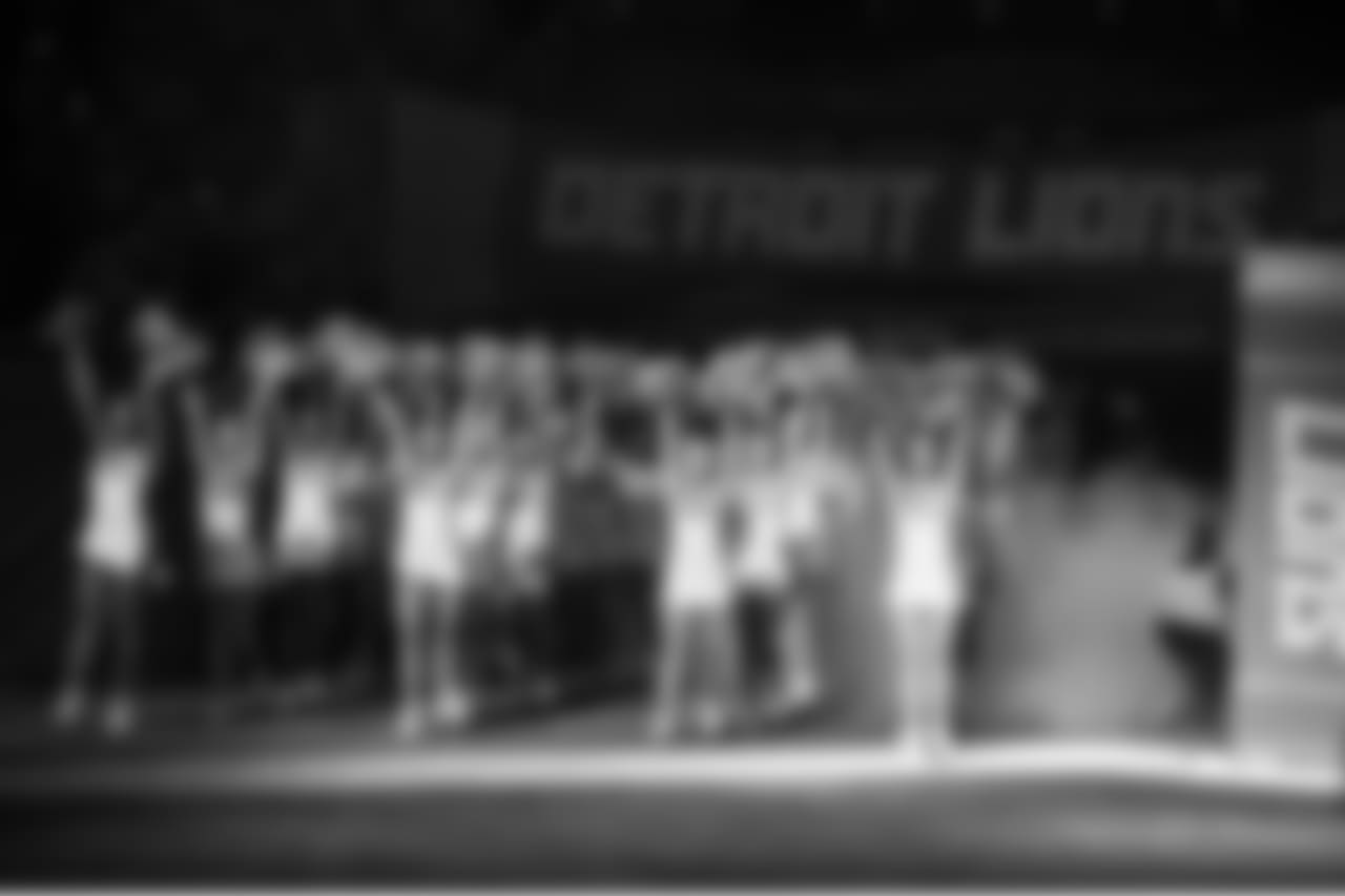 Detroit Lions cheerleaders during a NFL football game against the Carolina Panthers on Sunday, Nov. 18, 2018 in Detroit. (Detroit Lions via AP).