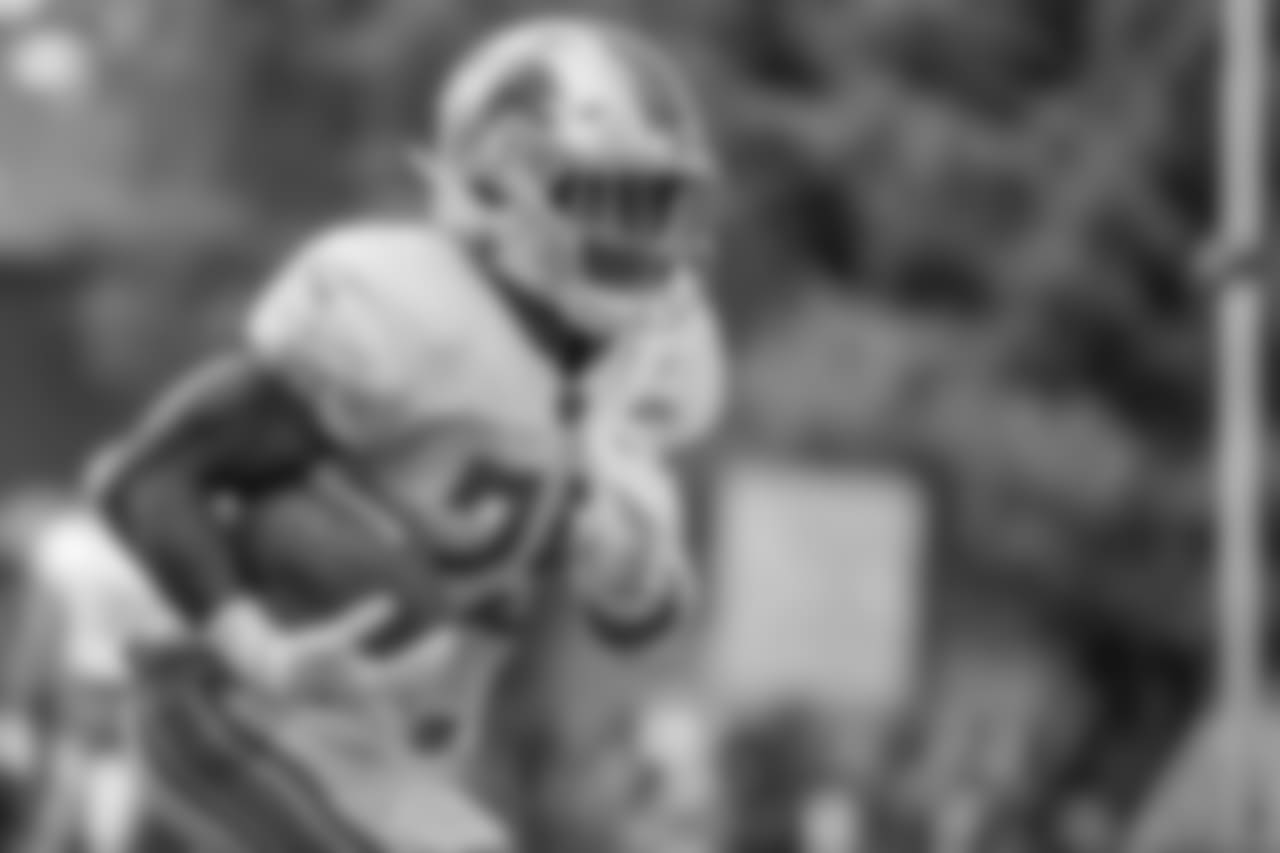 Detroit Lions running back Theo Riddick (25) during training camp practice on Tuesday, Aug. 7, 2018 in Napa, Calif. (Detroit Lions via AP)