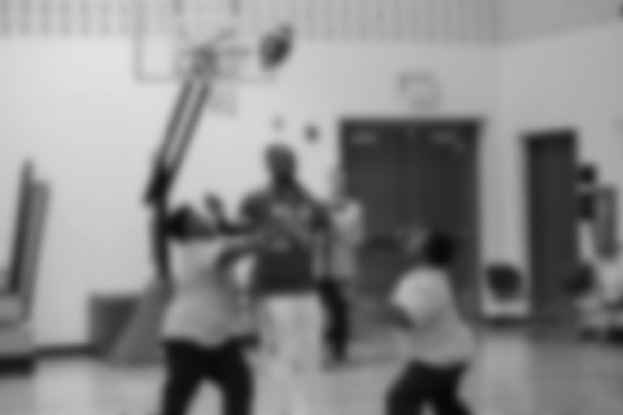 Detroit Lions cornerback Nevin Lawson (24) at a real players don't bully assembly with Playworks at Hutchinson Elementary School on Tuesday, Oct. 22, 2018 in Detroit.