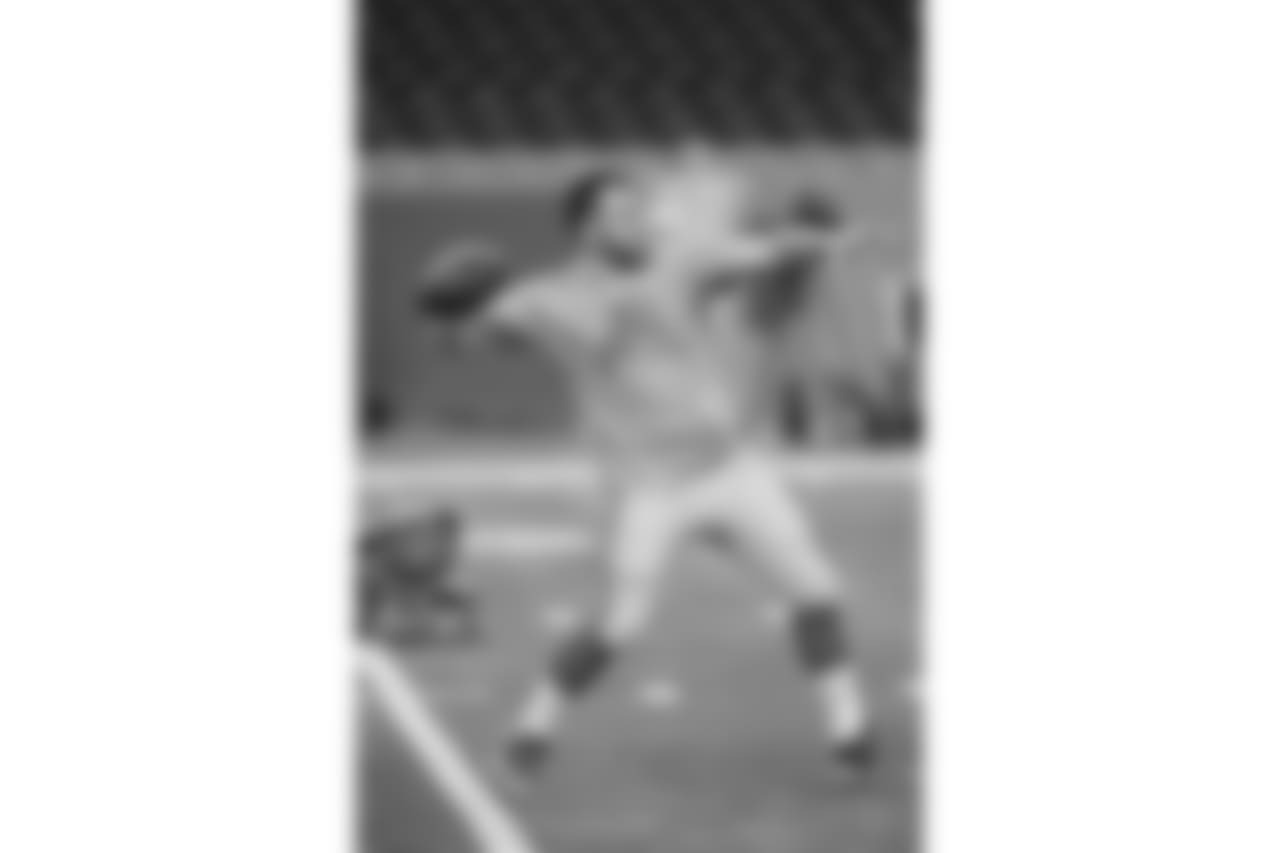 Detroit Lions long snapper Don Muhlbach (48) warms up before a NFL football game against the Minnesota Vikings on Sunday, Dec. 23, 2018 in Detroit. (Detroit Lions via AP).