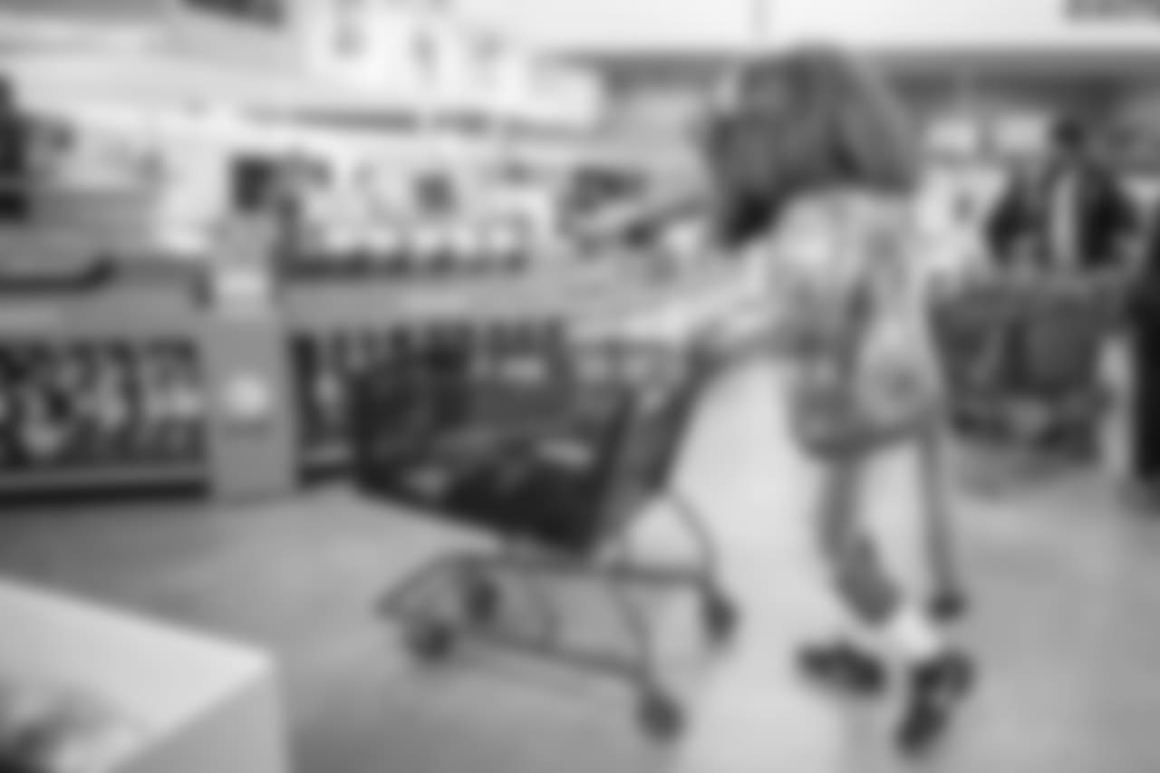 Roary shops with students from Detroit Lions Academy at Shop with a Lion at Meijer on Tuesday, Dec. 4, 2018 in Detroit.
