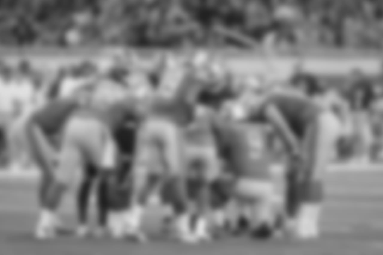 Detroit Lions offensive huddle during a NFL football game against the Los Angeles Rams on Sunday, Dec. 2, 2018 in Detroit. (Detroit Lions via AP).
