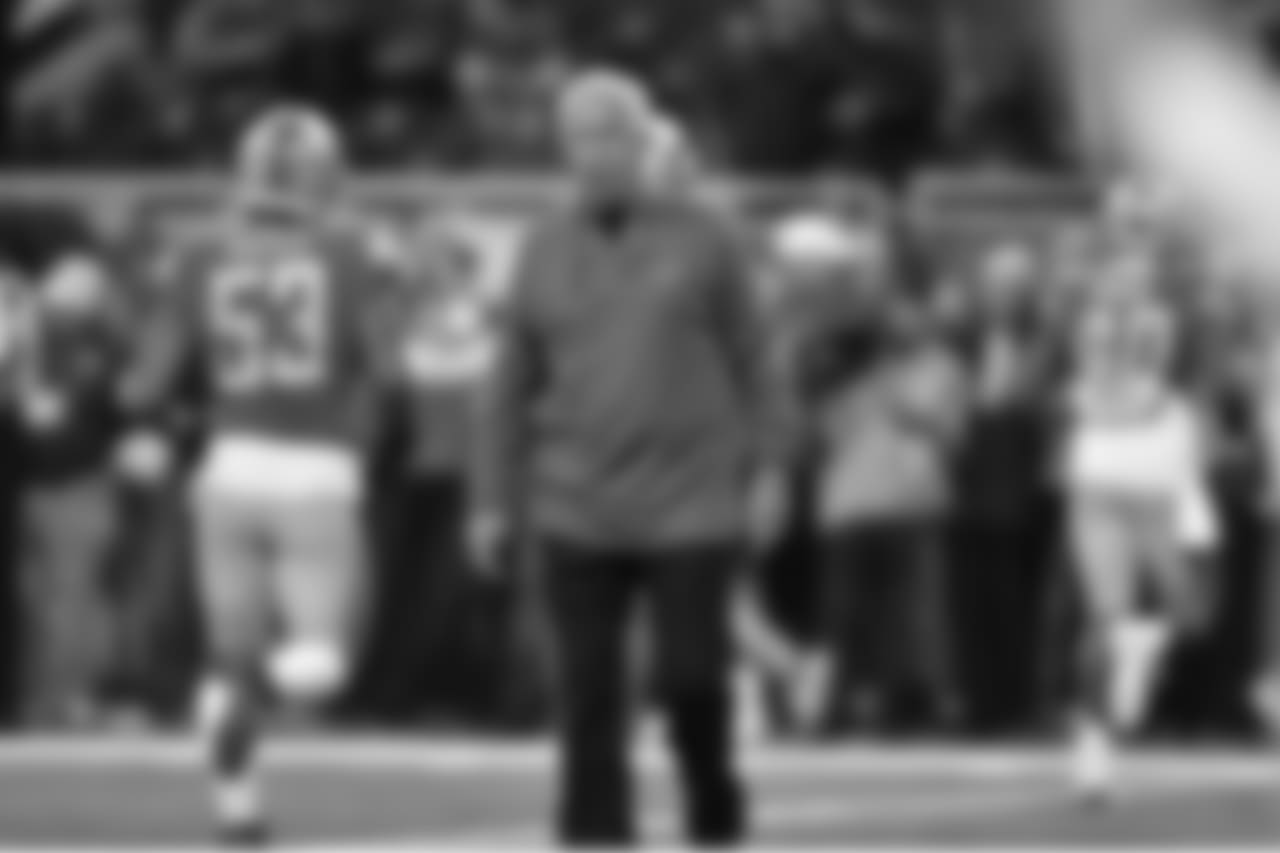Detroit Lions defensive coordinator Paul Pasqualoni during a NFL football game against the Seattle Seahawks on Sunday, Oct. 28, 2018 in Detroit. (Detroit Lions via AP).