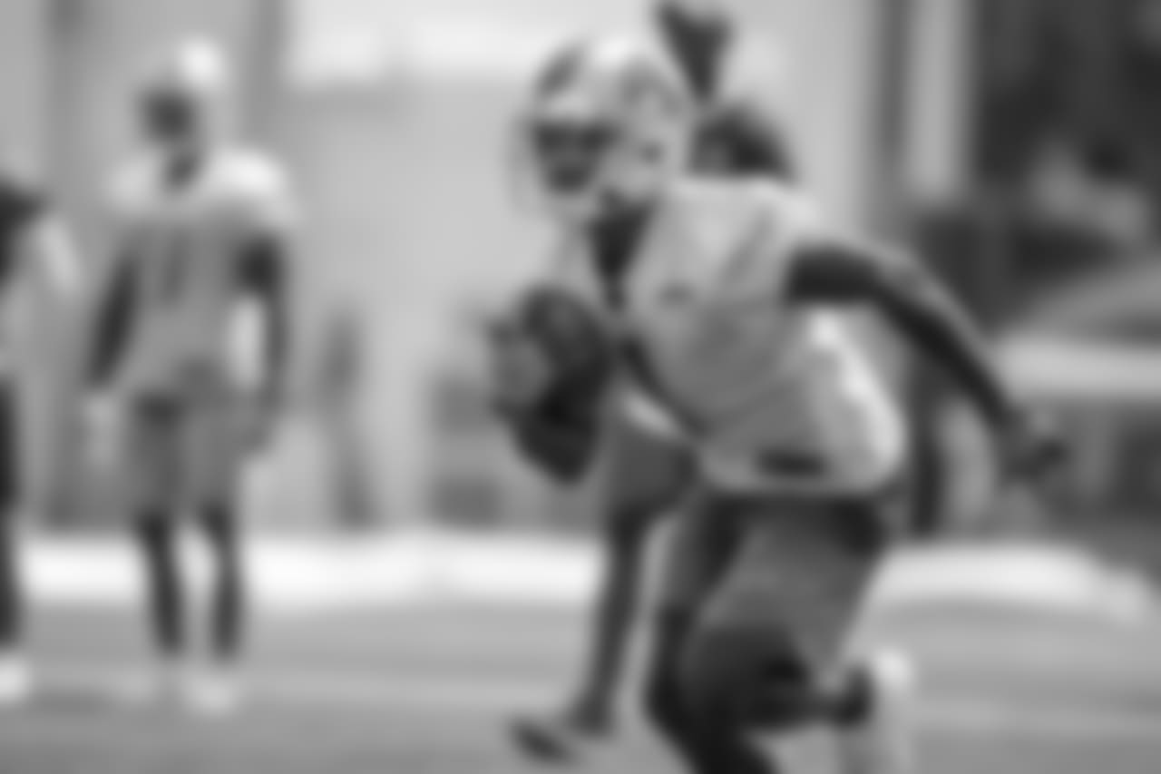 Detroit Lions wide receiver Brandon Powell (1) returns a kickoff during training camp practice on Monday, Aug. 13, 2018 in Allen Park, Mich. (Detroit Lions via AP)