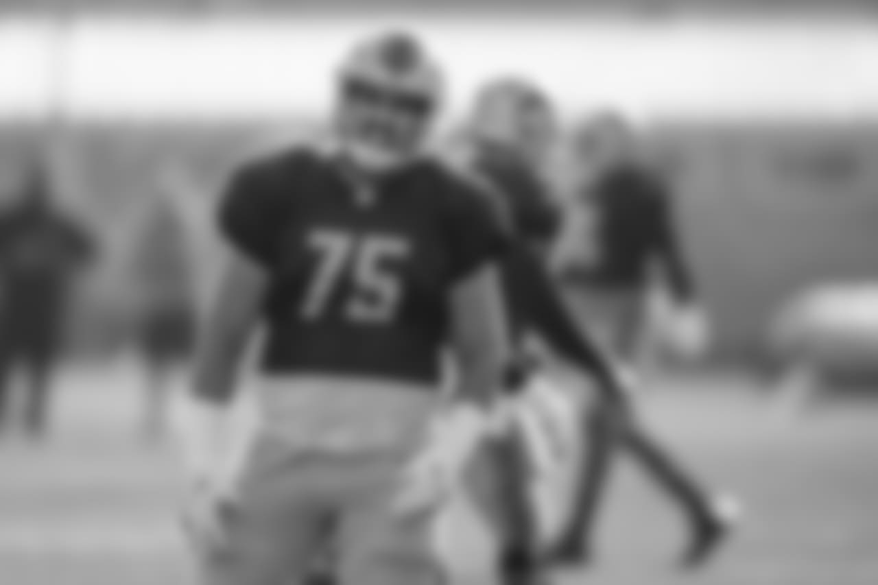 Detroit Lions center Leo Koloamatangi (75) during practice at the Detroit Lions training facility on Thursday, Dec. 13, 2018 in Allen Park, Mich. (Detroit Lions via AP)