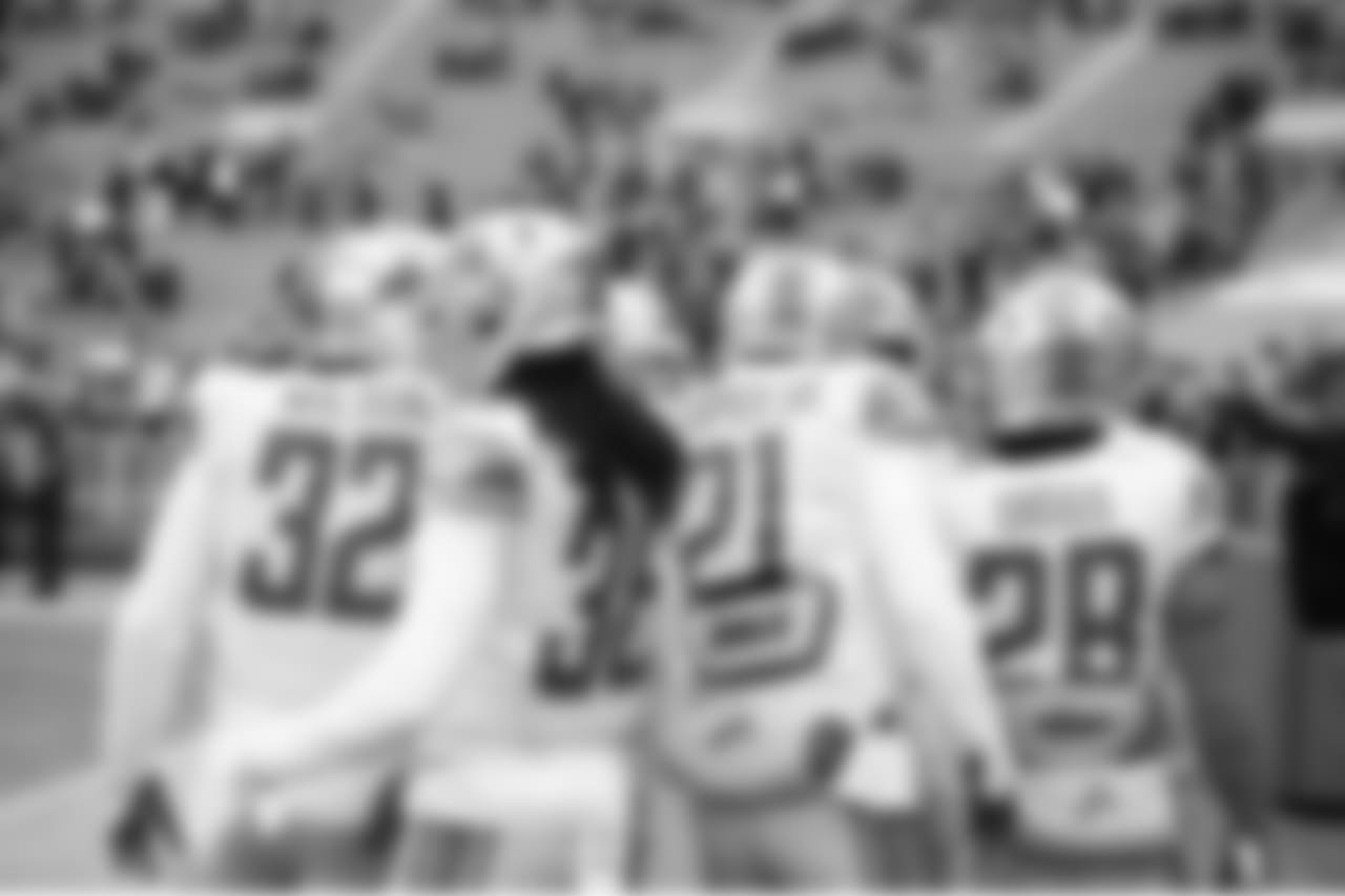 Detroit Lions defensive backs before a NFL football game against the Green Bay Packers on Sunday, Dec. 30, 2018 in Green Bay, Wisc. (Detroit Lions via AP).