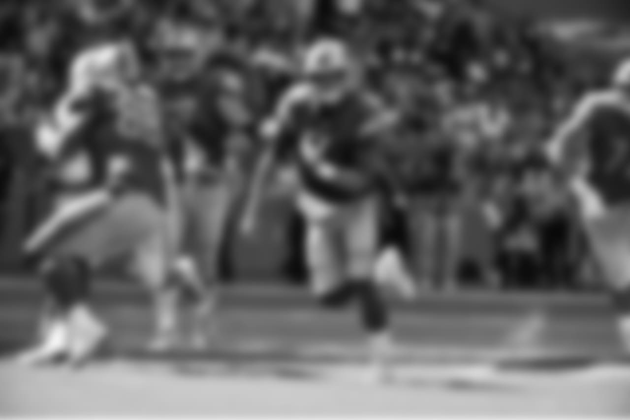 Detroit Lions quarterback Matthew Stafford (9) scrambles during a NFL football game against the Miami Dolphins on Sunday, Oct. 21, 2018 in Miami Gardens, Fla. (Detroit Lions via AP).