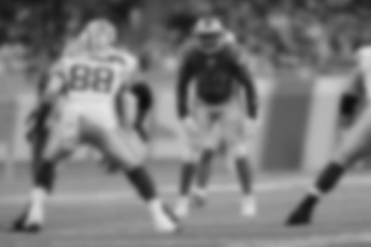 Detroit Lions linebacker Jarrad Davis (40) during a NFL football game against the Green Bay Packers on Sunday, Oct. 7, 2018 in Detroit. (Detroit Lions via AP).