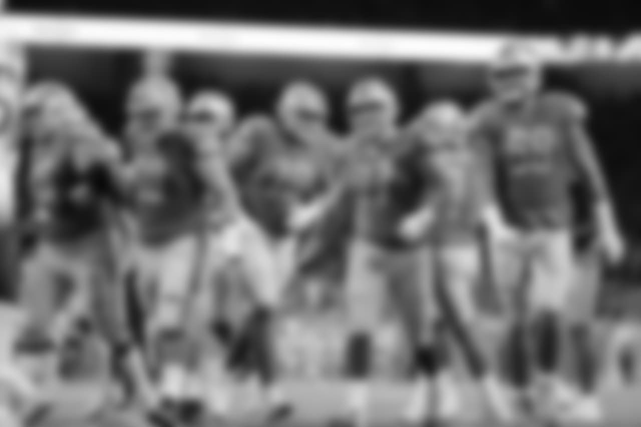 Detroit Lions offensive line during a NFL football game against the New England Patriots on Sunday, Sept. 23, 2018 in Detroit. (Detroit Lions via AP).
