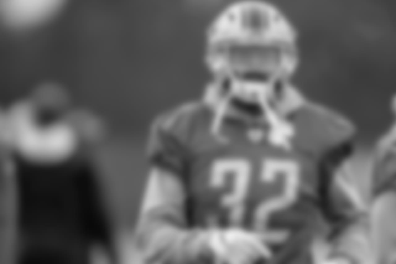 Detroit Lions safety Tavon Wilson (32) during practice at the Detroit Lions training facility on Thursday, Dec. 27, 2018 in Allen Park, Mich. (Detroit Lions via AP)