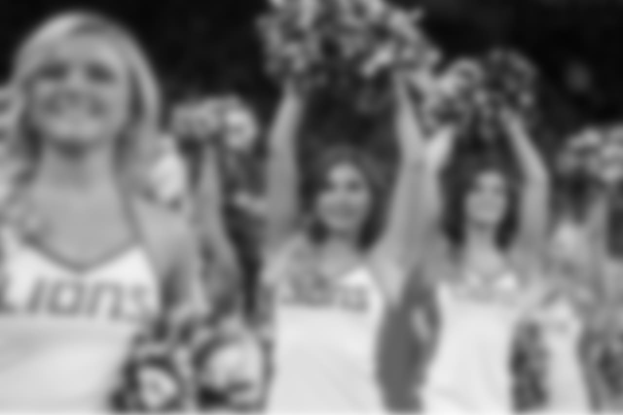 Detroit Lions cheerleaders during a NFL football game against the Carolina Panthers on Sunday, Nov. 18, 2018 in Detroit. (Detroit Lions via AP).
