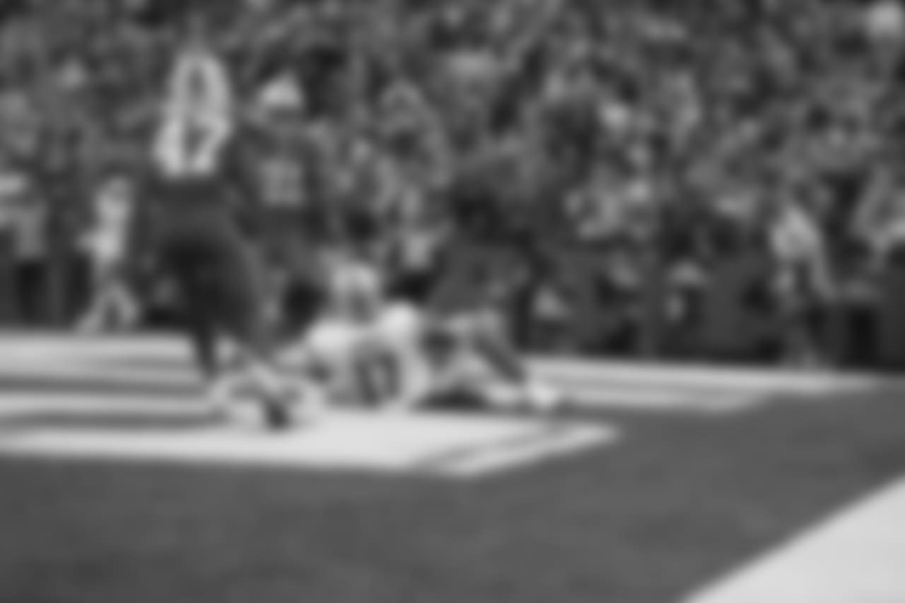 Detroit Lions wide receiver Andy Jones (17) catches his first career touchdown during a NFL football game against the Buffalo Bills on Sunday, Dec. 16, 2018 in Orchard Park, N.Y. (Detroit Lions via AP).