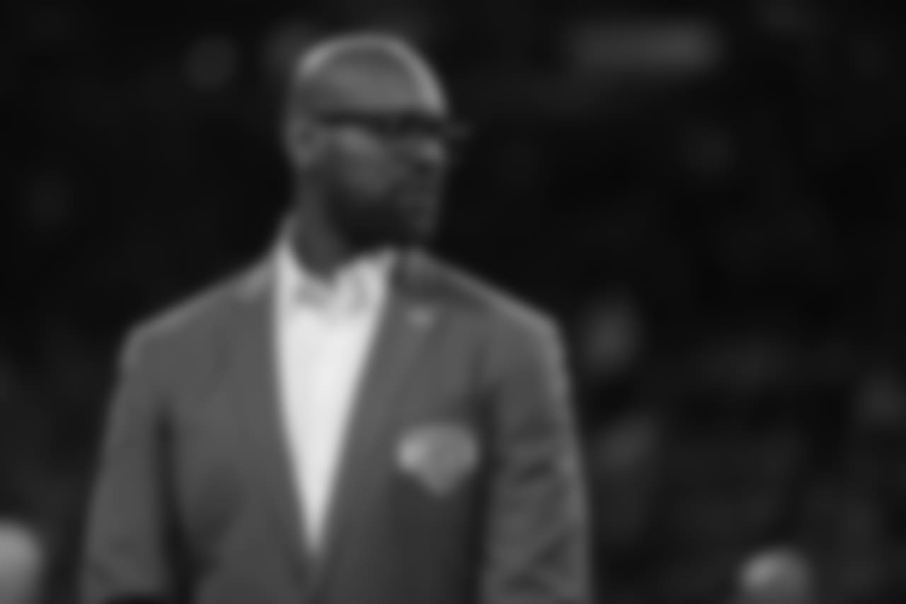 Herman Moore during the Pride of the Lions induction ceremony during halftime of a NFL football game against the Seattle Seahawks on Sunday, Oct. 28, 2018 in Detroit. (Detroit Lions via AP).