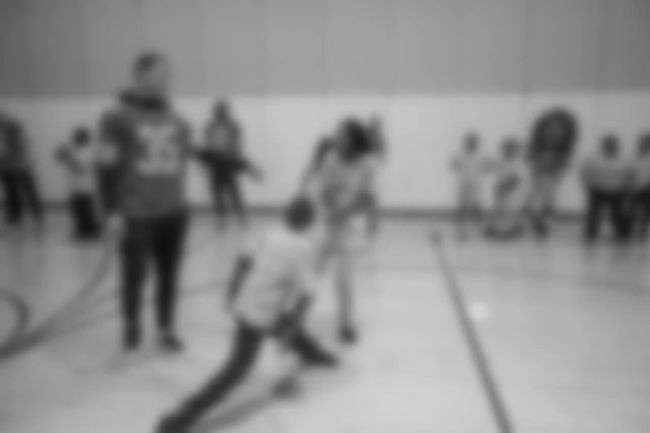 Detroit Lions safety Miles Killebrew (35) at a real players don't bully assembly with Playworks at Hutchinson Elementary School on Tuesday, Oct. 22, 2018 in Detroit.
