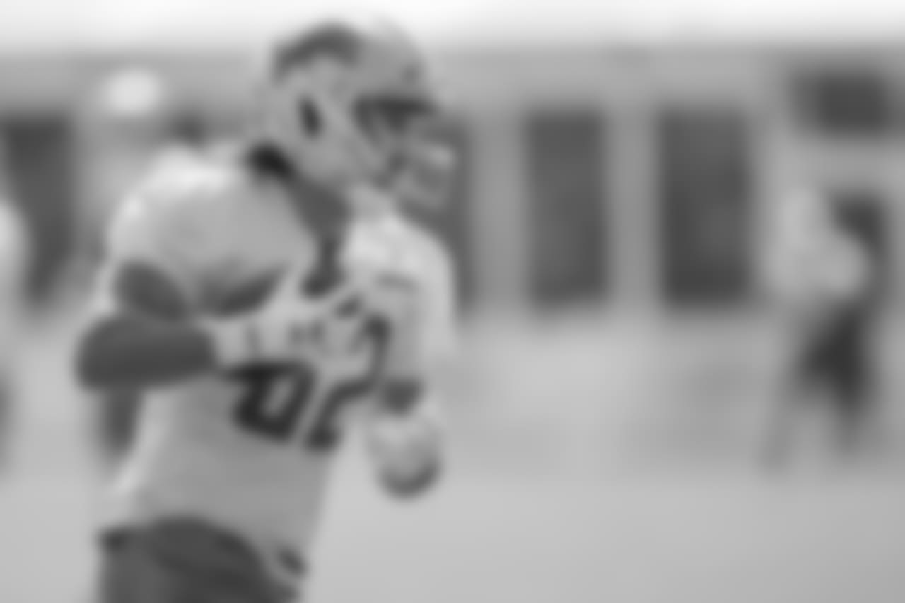 Detroit Lions tight end Luke Willson (82) during training camp practice on Monday, Aug. 13, 2018 in Allen Park, Mich. (Detroit Lions via AP)