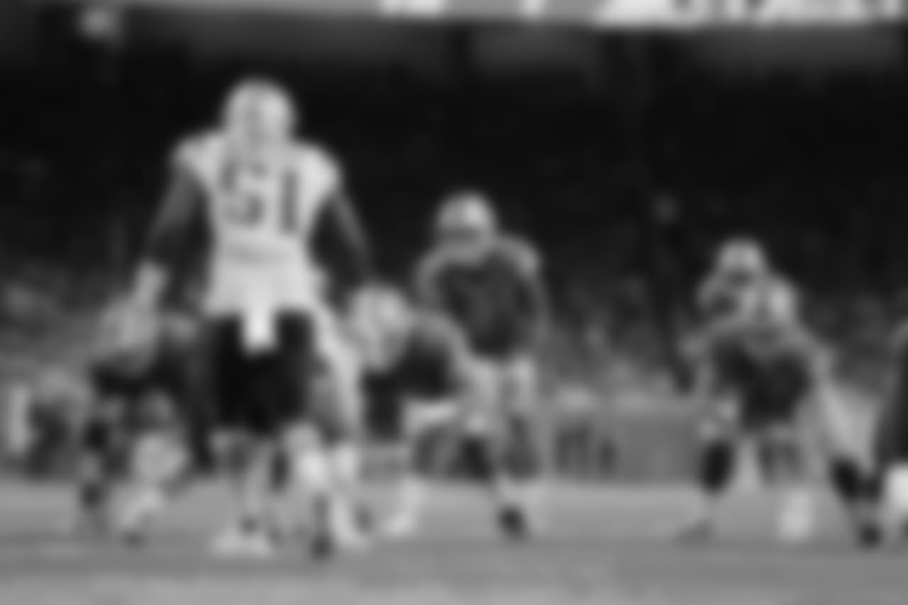 Detroit Lions quarterback Matthew Stafford (9) at the line of scrimmage during a NFL football game against the New England Patriots on Sunday, Sept. 23, 2018 in Detroit. (Detroit Lions via AP).