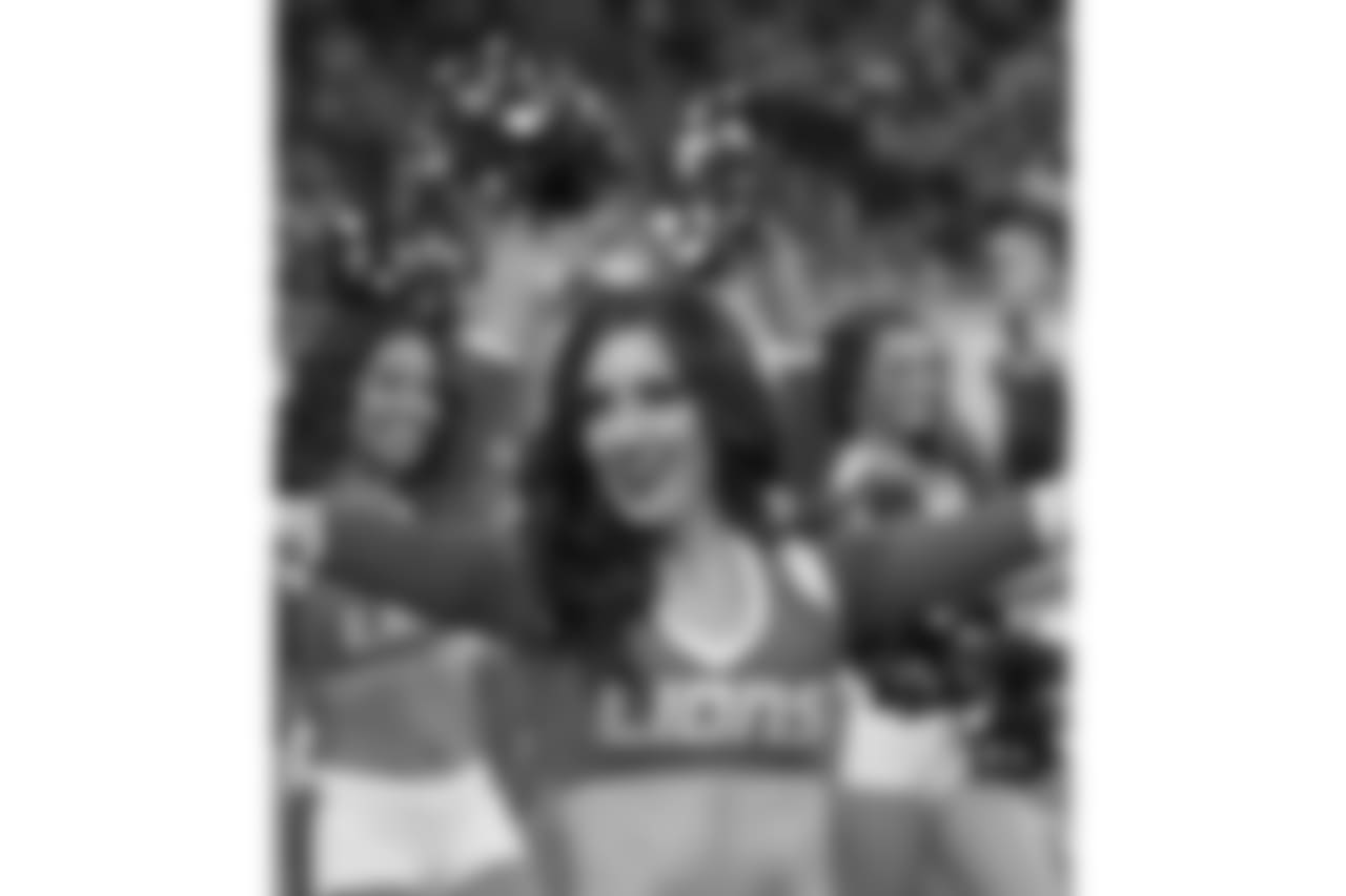 Detroit Lions cheerleaders perform during a NFL football game against the Minnesota Vikings on Sunday, Dec. 23, 2018 in Detroit. (Detroit Lions via AP).