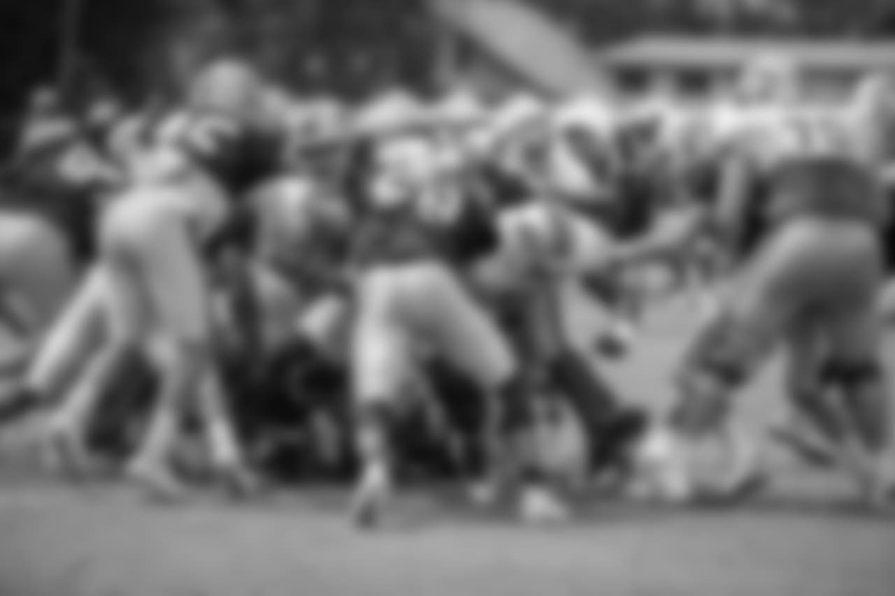 Detroit Lions and Oakland Raiders run a goal line drill at training camp practice on Tuesday, Aug. 7, 2018 in Napa, Calif. (Detroit Lions via AP)