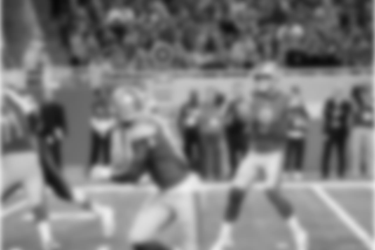 Detroit Lions quarterback Matthew Stafford (9) throws a pass during a NFL football game against the New England Patriots on Sunday, Sept. 23, 2018 in Detroit. (Detroit Lions via AP).