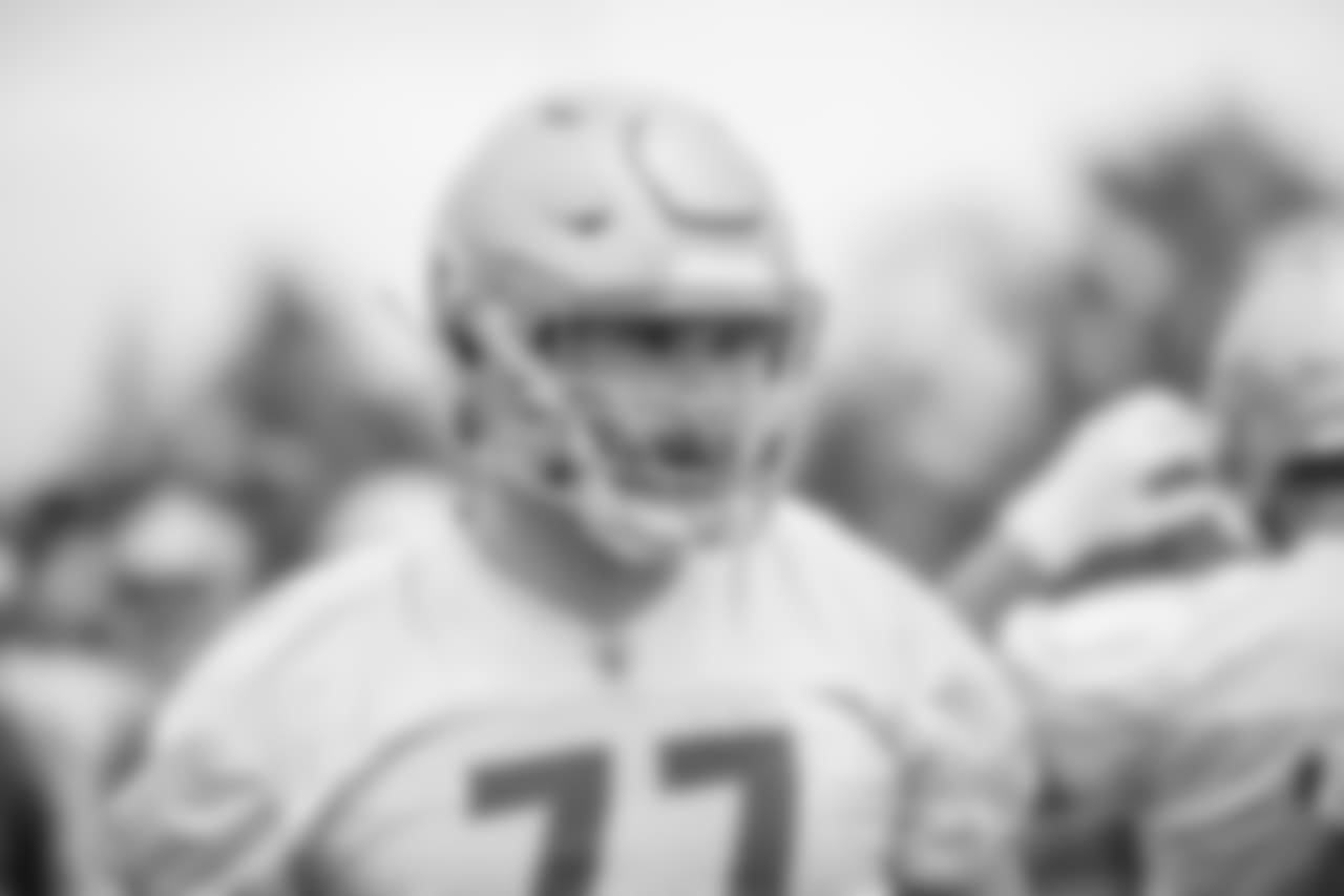Detroit Lions offensive lineman Frank Ragnow (77) during a minicamp practice at the Detroit Lions training facility on Tuesday, June 5, 2018 in Allen Park, Mich. (Detroit Lions via AP)