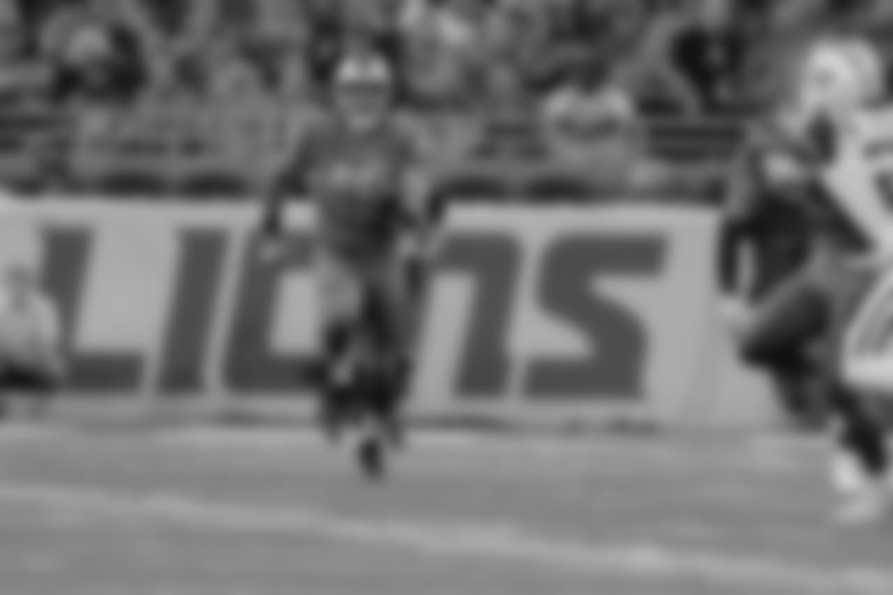 Detroit Lions long snapper Don Muhlbach (48) during a NFL football game against the New York Jets on Monday, Sept. 10, 2018 in Detroit. (Detroit Lions via AP).