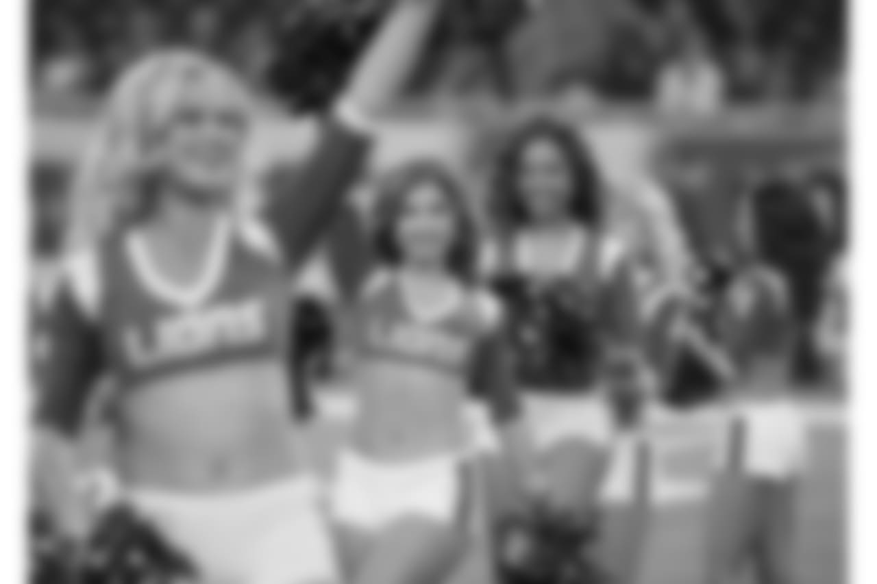 Detroit Lions cheerleaders perform during a NFL football game against the Minnesota Vikings on Sunday, Dec. 23, 2018 in Detroit. (Detroit Lions via AP).