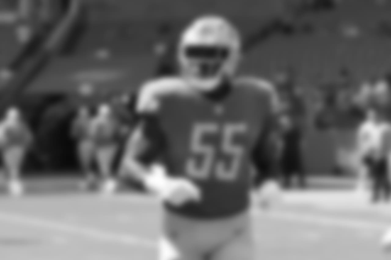 Eric Lee (55) before the Detroit Lions Week 7 game against the Miami Dolphins.
