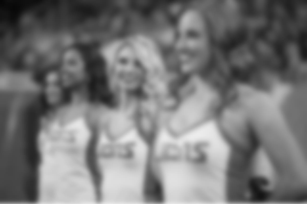 Detroit Lions cheerleaders perform during a NFL football game against the Minnesota Vikings on Sunday, Dec. 23, 2018 in Detroit. (Detroit Lions via AP).